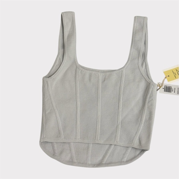 Aritzia Wilfred Natalie Top | Frozen Grey | Small | NWT | Minimalist Crop Knit - Picture 4 of 6